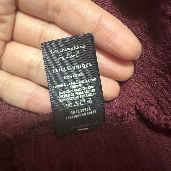 Do everything in love casual burgundy lightweight open ruffled cardigan one size - Picture 5 of 6